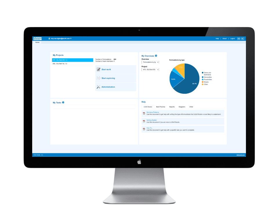 USoft Studio dashboard